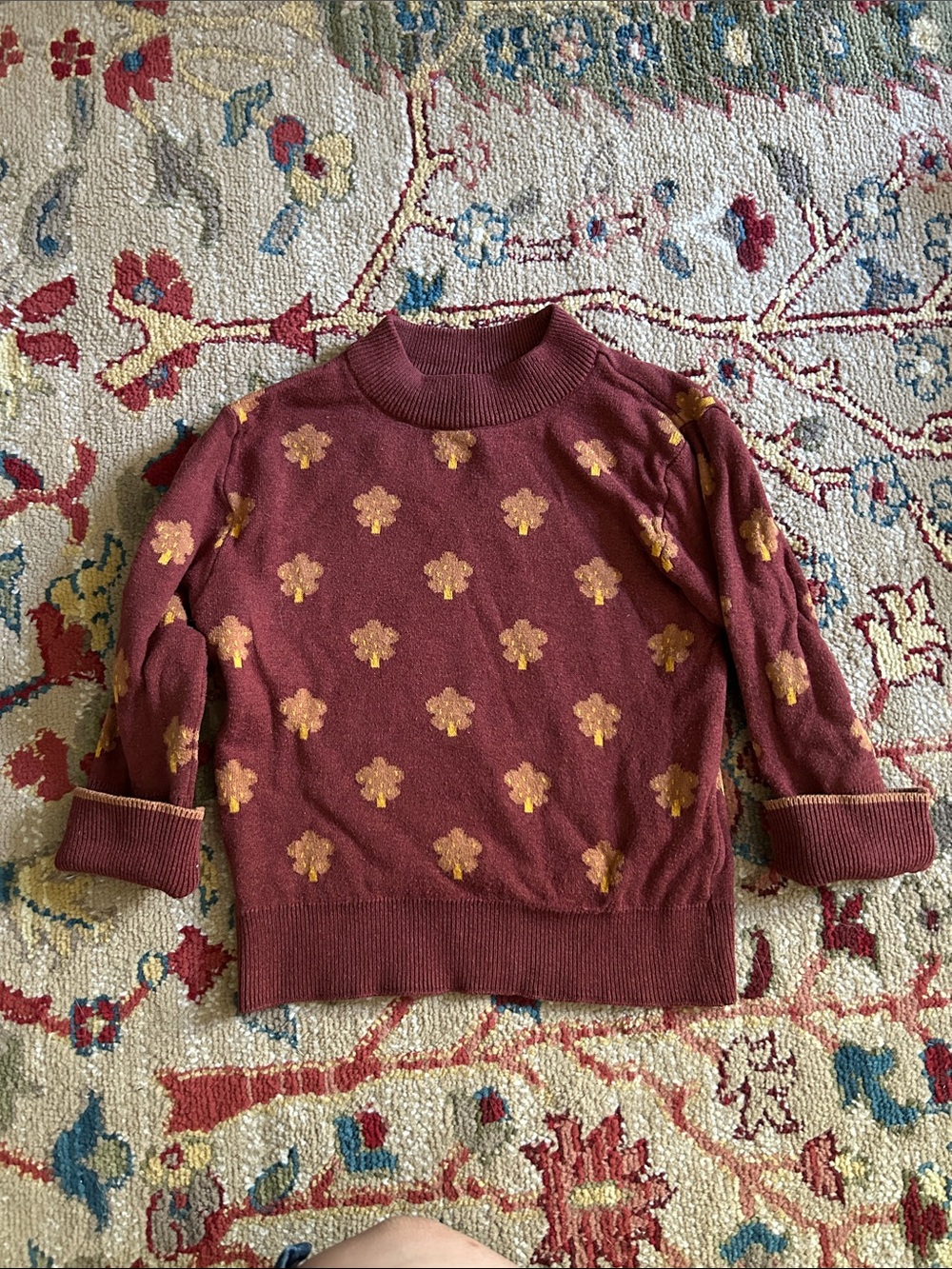 Little Green Radicals Cotton Crewneck Autumn Tree Sweater